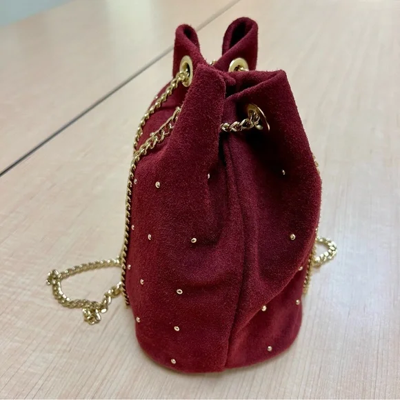 Studded Suede Bucket Bag with Chain Strap - Picture 3 of 15